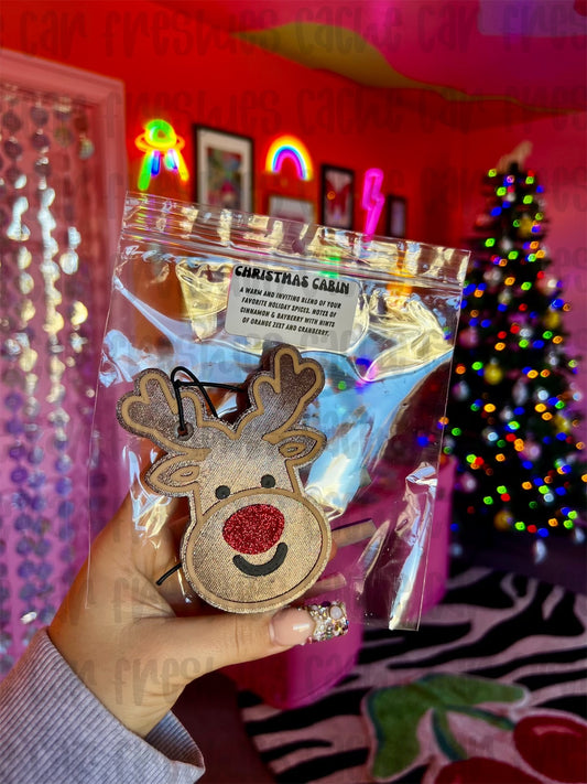 REINDEER FRESHIE - CHRISTMAS CABIN (GLITTER NOSE)